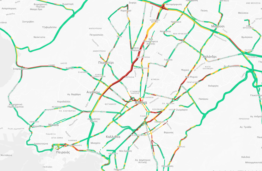 Κίνηση στους δρόμους: Αυξημένη κυκλοφορία στο λιμάνι του Πειραιά και στη Λ. Αθηνών, στο «κόκκινο» και ο Κηφισός
