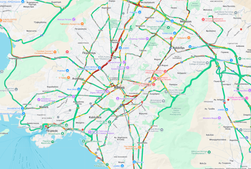Κίνηση τώρα στους δρόμους live: Μποτιλιάρισμα σε Κηφισό, Πειραιά και κέντρο - 20λεπτες καθυστερήσεις στην Αττική Οδό