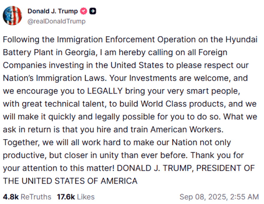 300 συλλήψεις μετά από έφοδο σε εργοστάσιο μπαταριών Hyundai και LG στην Τζόρτζια - Το μήνυμα Τραμπ