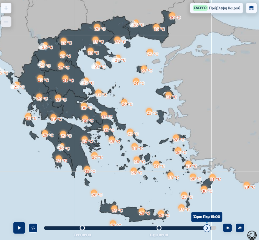 Καιρός: Αυγουστιάτικες θερμοκρασίες και την Τρίτη, στους 33 βαθμούς η Αττική - Η πρόγνωση μέχρι και το Σάββατο 
