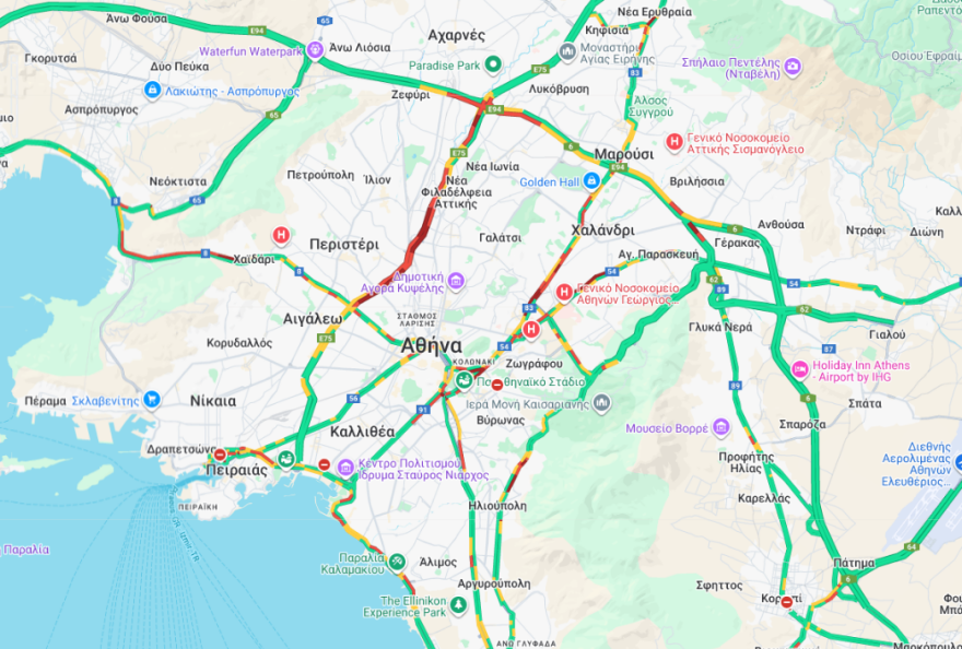 Μεγάλες καθυστερήσεις στην Αττική Οδό, στο «κόκκινο» η κίνηση στον Κηφισό
