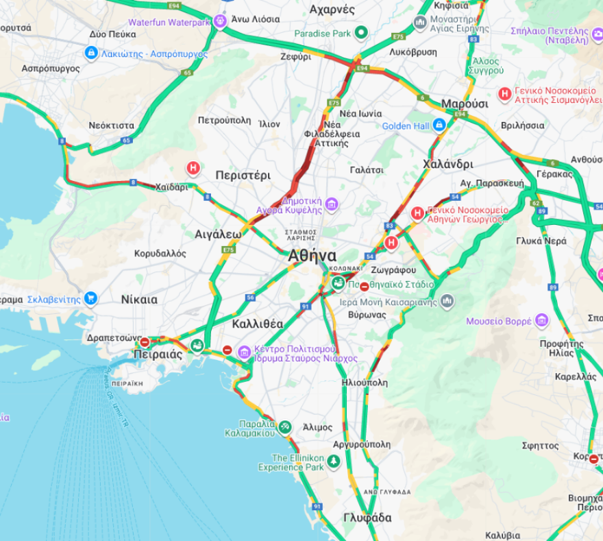 Κίνηση στους δρόμους τώρα live: Ταλαιπωρία για τους οδηγούς σε  Κηφισίας και Κηφισό, καλύτερη η εικόνα στην Αττική Οδό - Πού αλλού έχει καθυστερήσεις
