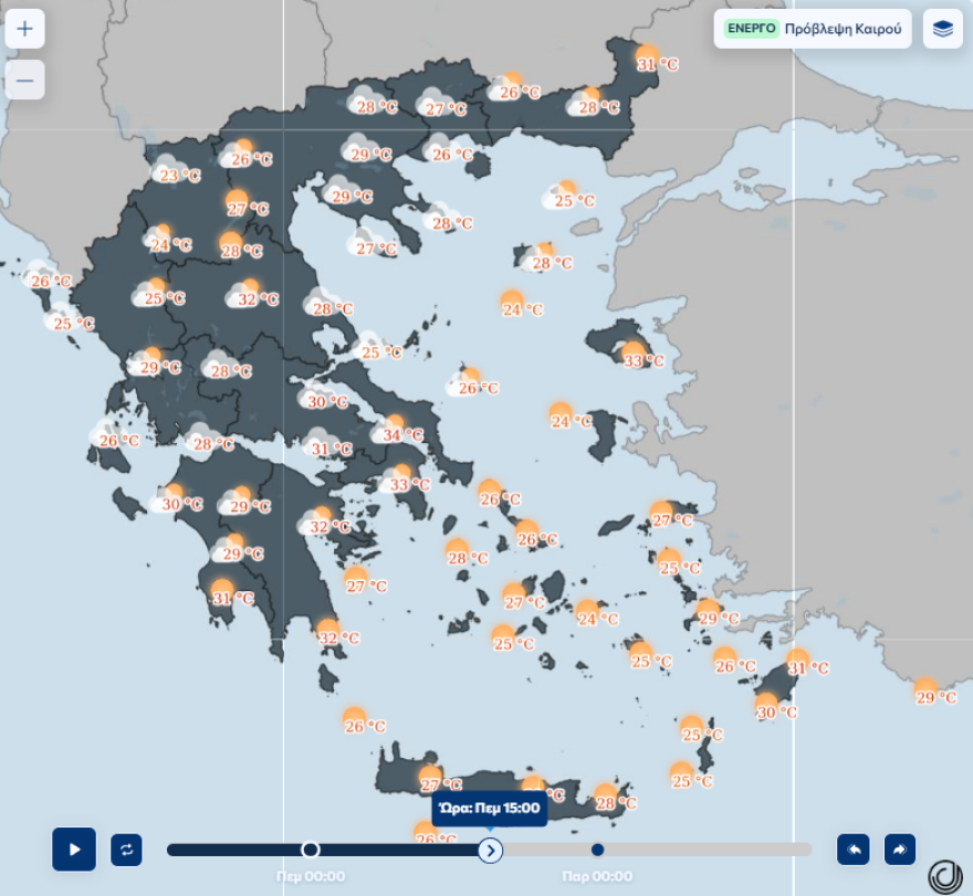  Έρχεται διπλό καιρικό μέτωπο με καταιγίδες στα βορειοδυτικά και ζέστη με 37άρια στην υπόλοιπη χώρα - Ηλιόλουστο το Σαββατοκύριακο 