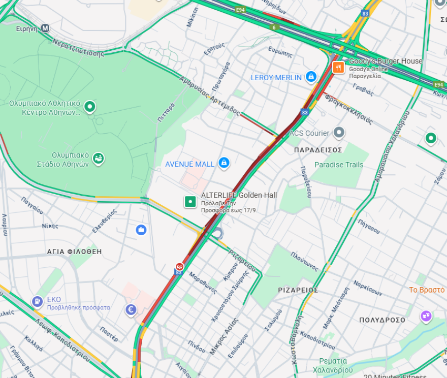 Καραμπόλα πέντε οχημάτων στη Λεωφόρο Κηφισίας – Αυξημένη κίνηση στο ύψος του Αμαρουσίου