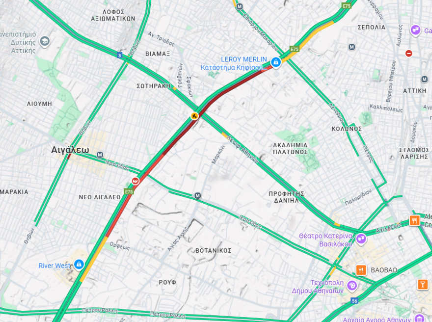 Μποτιλιάρισμα στην άνοδο του Κηφισού από Πέτρου Ράλλη μέχρι και Λένορμαν