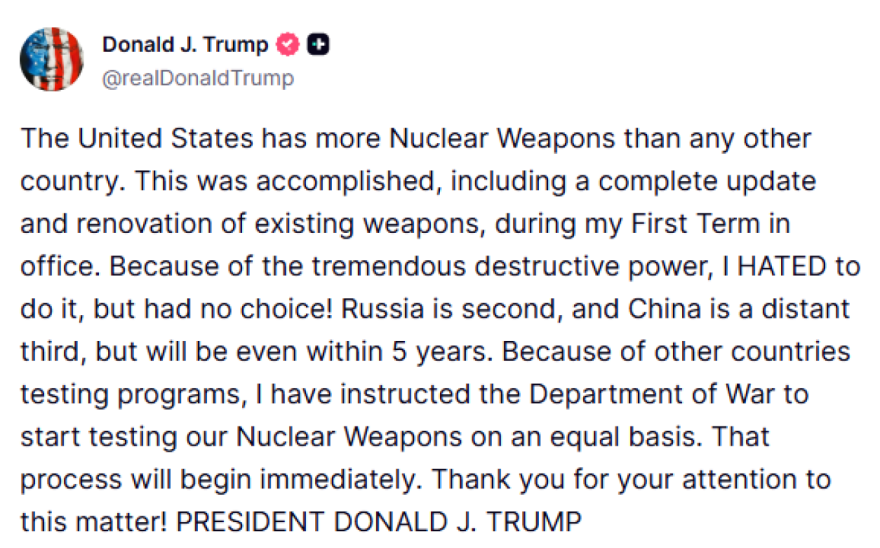 Γιατί ο Τραμπ πάτησε το κουμπί των πυρηνικών δοκιμών μετά από 33 χρόνια - Η οργή για τη Ρωσία και  το δύσκολο αίνιγμα της Κίνας