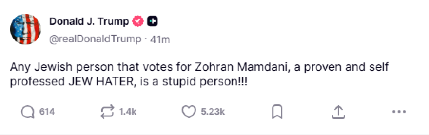 Ο Τραμπ καλεί τους Εβραίους της Νέας Υόρκης να μην στηρίξουν τον δημοκρατικό υποψήφιο - «Όποιος τον ψηφίσει είναι ηλίθιος»