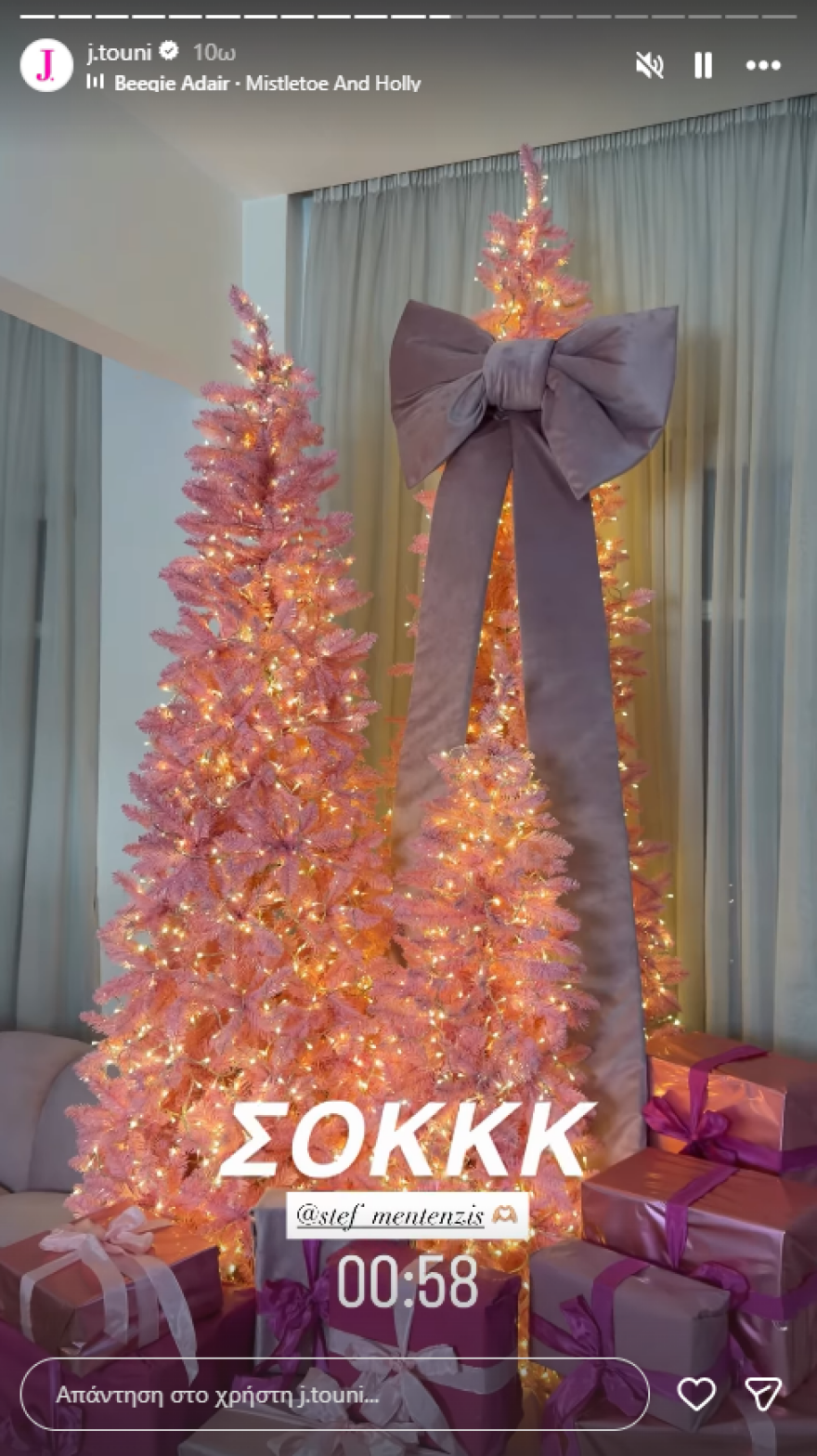 Ιωάννα Τούνη: Στα ροζ «έντυσε» το σπίτι της για τα Χριστούγεννα - Δείτε φωτογραφίες με το δέντρο που στόλισε