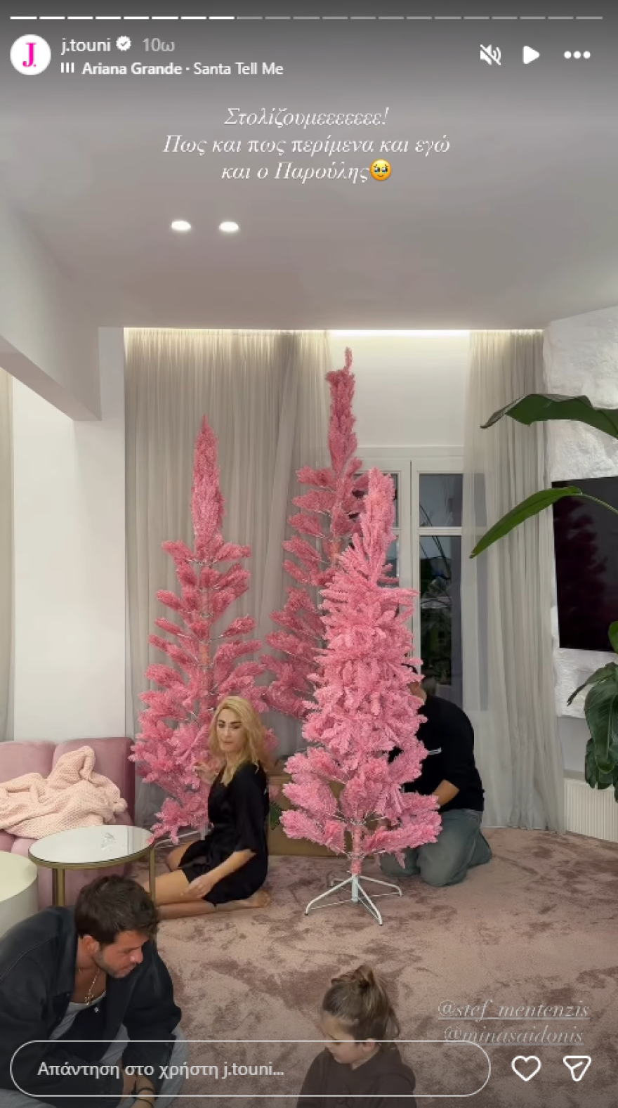 Ιωάννα Τούνη: Στα ροζ «έντυσε» το σπίτι της για τα Χριστούγεννα - Δείτε φωτογραφίες με το δέντρο που στόλισε