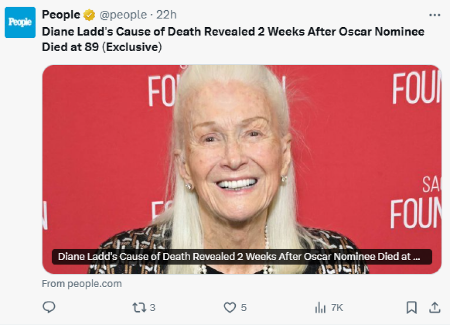 Ντάιαν Λαντ: Ανακοινώθηκε η αιτία θανάτου της υποψήφιας για Όσκαρ ηθοποιού