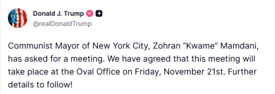 Ο Τραμπ θα συναντηθεί αύριο με τον εκλεγμένο δήμαρχο Νέας Υόρκης