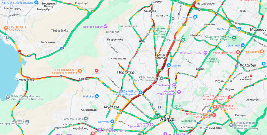 Κίνηση στους δρόμους: Μεγάλο μποτιλιάρισμα και σήμερα από νωρίς το πρωί - Στο «κόκκινο» Κηφισός, Λεωφ. Αθηνών, Σχιστό και παραλιακή