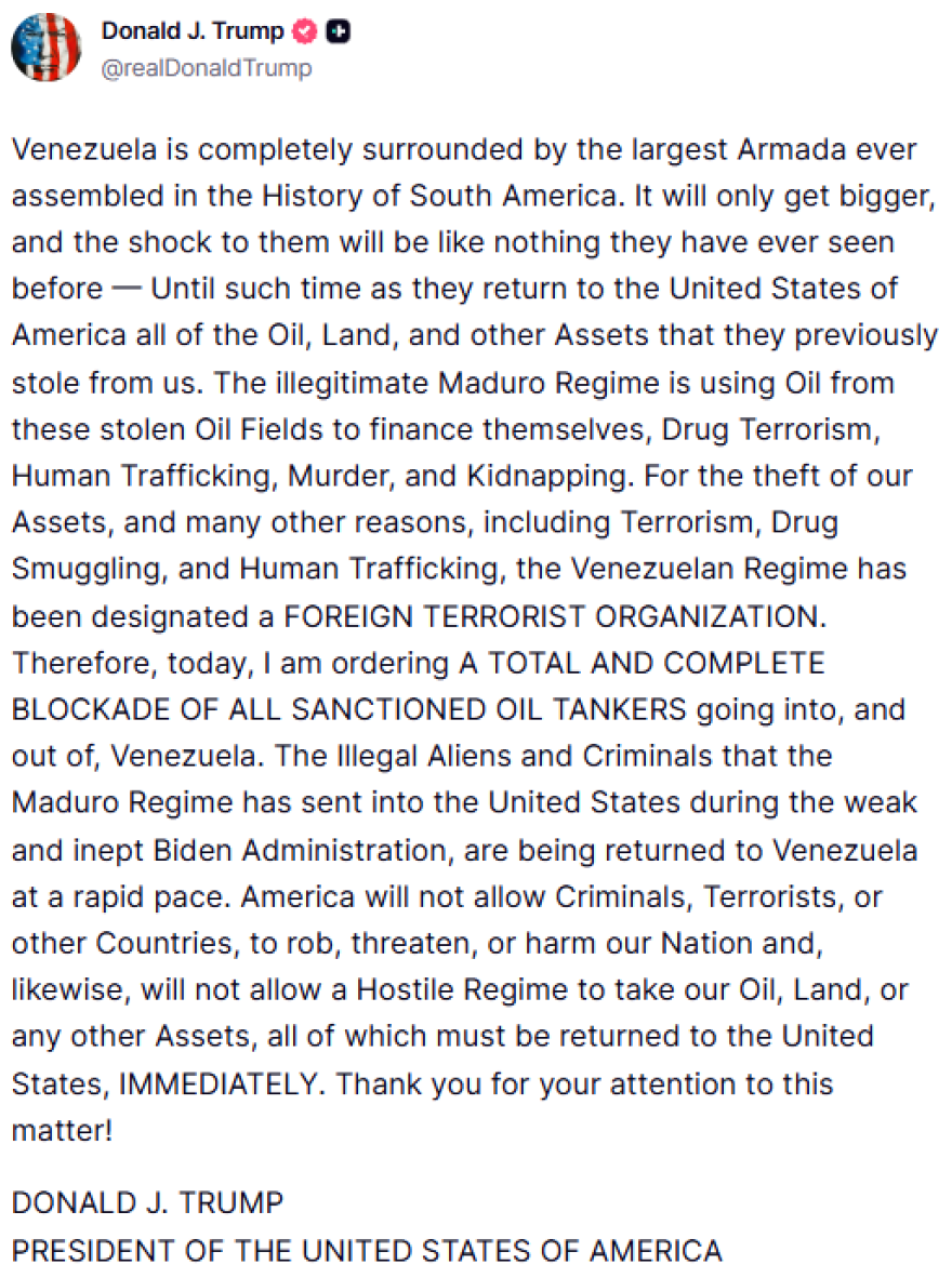 Τραμπ: Ανακηρύσσει την κυβέρνηση της Βενεζουέλας «ξένη τρομοκρατική οργάνωση»