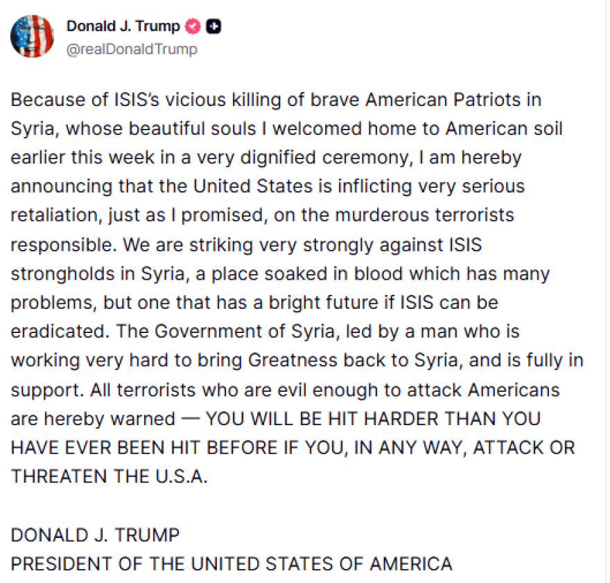 «Hawkeye Strike»: Οι ΗΠΑ πλήττουν τον ISIS στη Συρία σε επιχείρηση εκδίκησης για τον θάνατο δύο Αμερικανών στρατιωτών 