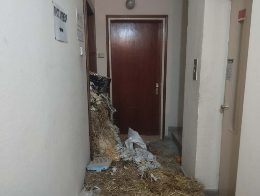 Βαμβάκι και άχυρα στο γραφείο του Στυλιανίδη στην Κομοτηνή πέταξαν αγρότες: «Δεν κρύβομαι» απαντά ο βουλευτής