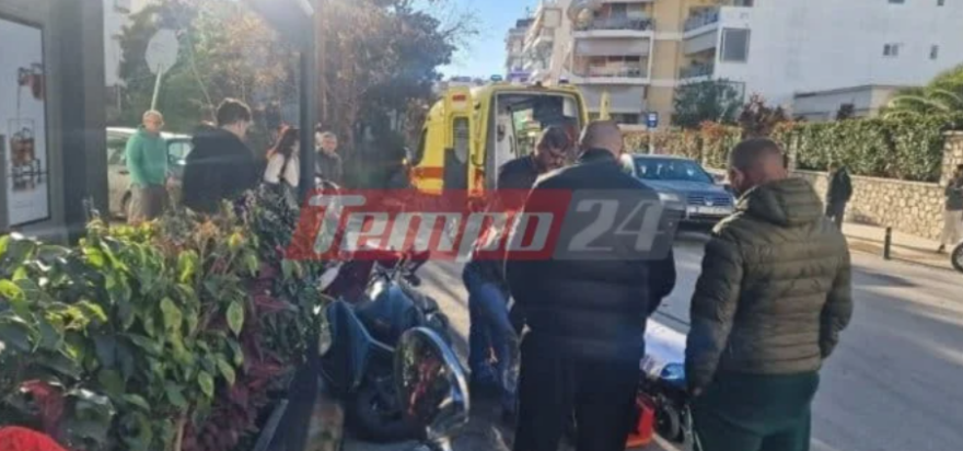 Αυτοκίνητο παρέσυρε και εκσφενδόνισε μηχανάκι στην Πάτρα, δύο τραυματίες