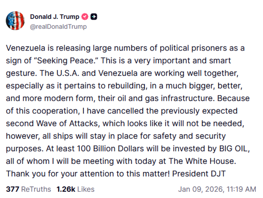 Τραμπ: Ακύρωσα το δεύτερο κύμα επίθεσης στη Βενεζουέλα