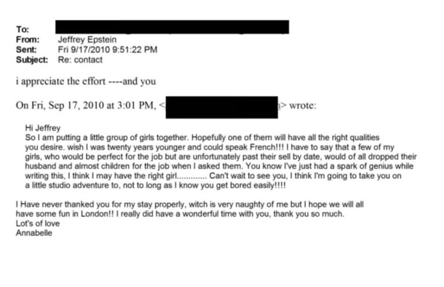 Μοντέλο είχε ζητήσει συγγνώμη από τον Επστάιν επειδή «τα κορίτσια της είχαν περάσει την ημερομηνία λήξης τους»