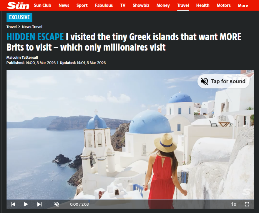 The Sun: Επισκεφθήκαμε το μικροσκοπικό ελληνικό νησί που πηγαίνουν... εκατομμυριούχοι