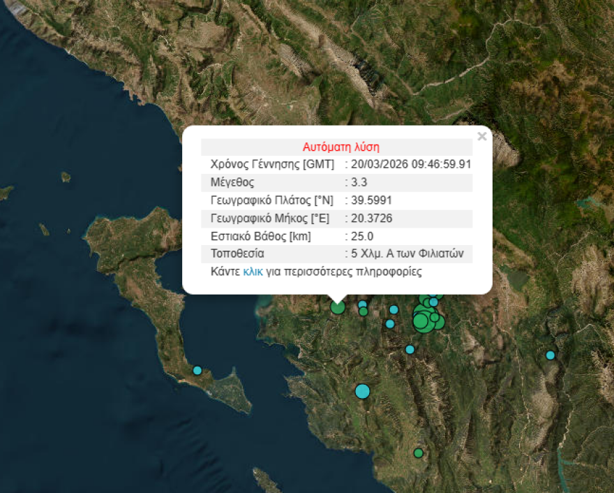Τέσσερις σεισμοί, οι δύο πάνω από 4,5 Ρίχτερ μέσα σε 30 λεπτά στην Ήπειρο: Ταρακουνήθηκαν Αγία Κυριακή Ιωαννίνων και Φιλιάτες