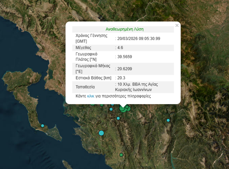 Τέσσερις σεισμοί, οι δύο πάνω από 4,5 Ρίχτερ μέσα σε 30 λεπτά στην Ήπειρο: Ταρακουνήθηκαν Αγία Κυριακή Ιωαννίνων και Φιλιάτες
