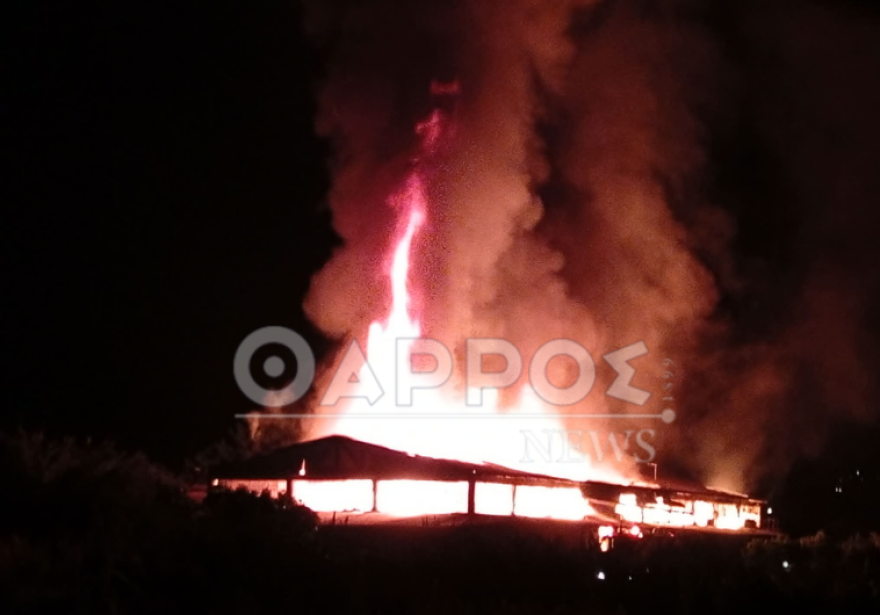 Μεγάλη φωτιά σε επιχείρηση ξυλείας στο Ασπρόχωμα Καλαμάτας