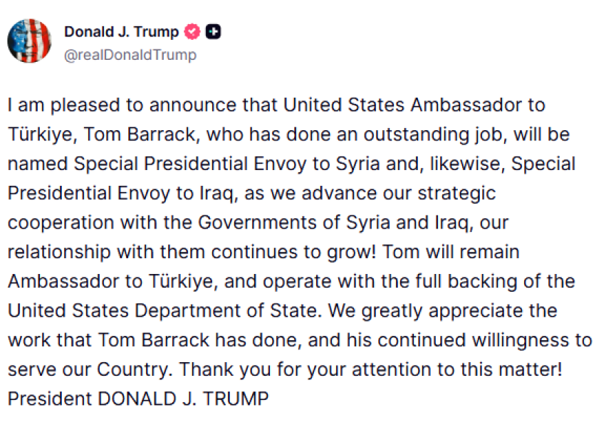 Donald Trump zgjeron rolin e ambasadorit të SHBA-së në Turqi në Siri dhe Irak