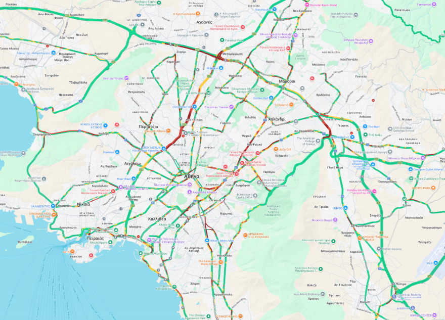 Live η κίνηση τώρα στους δρόμους: Δύσκολη Δευτέρα σε Κηφισό, Κηφισίας και κέντρο Αθήνας, 30λεπτες καθυστερήσεις στην Αττική Οδό
