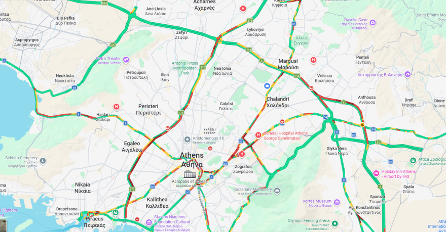 Μποτιλιάρισμα και μεγάλες καθυστερήσεις στην Αττική Οδό, αυξημένη κίνηση σε Κηφισό και Κηφισίας