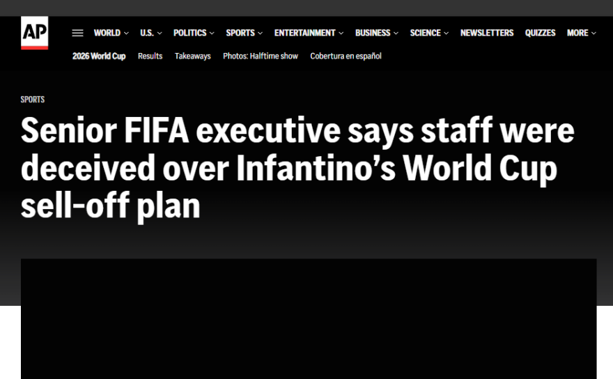 Επιχειρησιακός Διευθυντής FIFA: Μας εξαπάτησε ο Ινφαντίνο