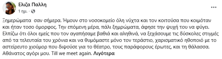 Δάνης Κατρανίδης: Η ανάρτηση της πρώην συζύγου του για τις τελευταίες του στιγμές στο νοσοκομείο, «τον κοιτούσα που κοιμόταν και ήταν τόσο όμορφος»