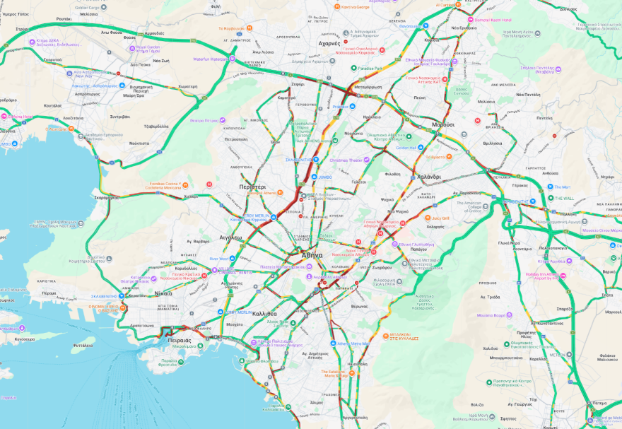 Live η κίνηση τώρα στους δρόμους: Προβλήματα και στα δύο ρεύματα του Κηφισού, καθυστερήσεις και σε Σκαραμαγκά, Παραλιακή και κέντρο