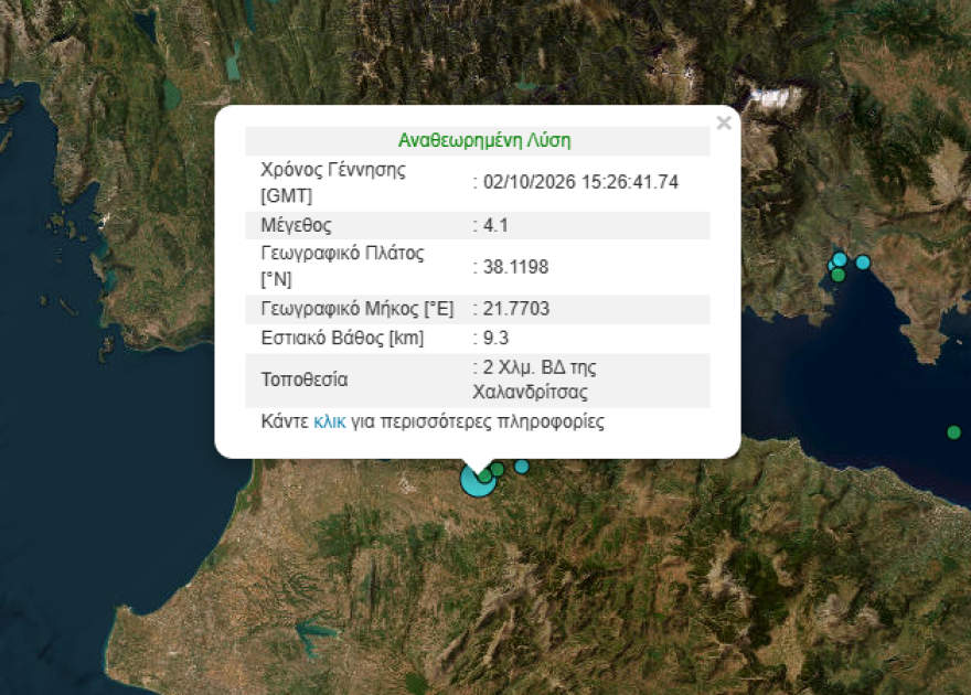 Σεισμός 4,1 Ρίχτερ στην Πάτρα
