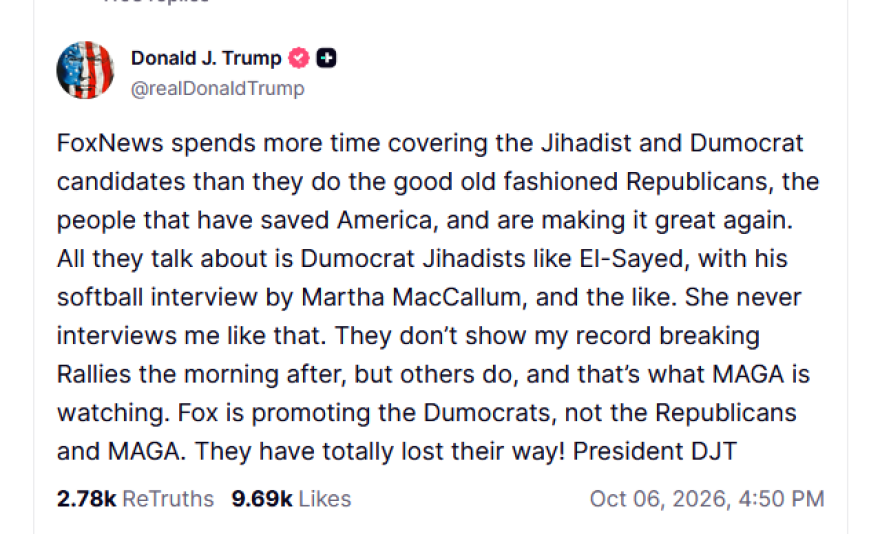 Επίθεση του Τραμπ κατά του Fox News: Ασχολούνται περισσότερο με τζιχαντιστές και Δημοκρατικούς παρά με τις συγκεντρώσεις μου
