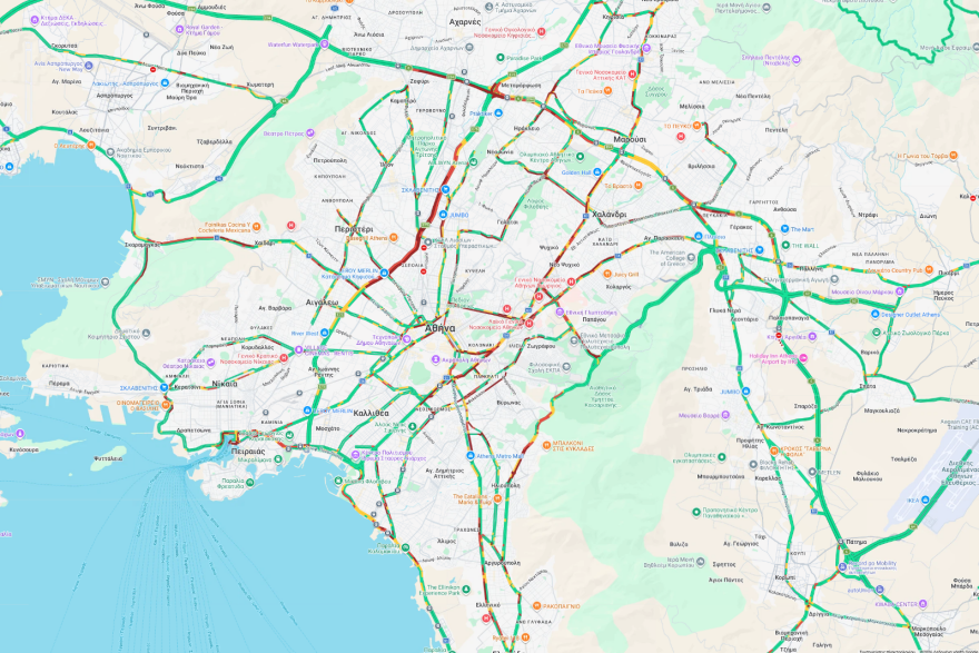 Live η κίνηση τώρα: Μεγάλη ταλαιπωρία σε Κηφισό, Αττική Οδό και Σκαραμαγκά - Στο κόκκινο το κέντρο της Αθήνας 